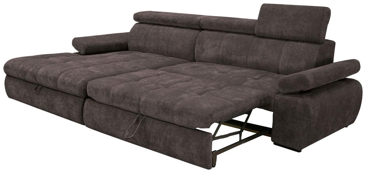 Rohová sedačka VEGAS, levá, tmavě hnědá žinylka - tmavě hnědá/černá, Design, dřevo/textil (173/294cm)