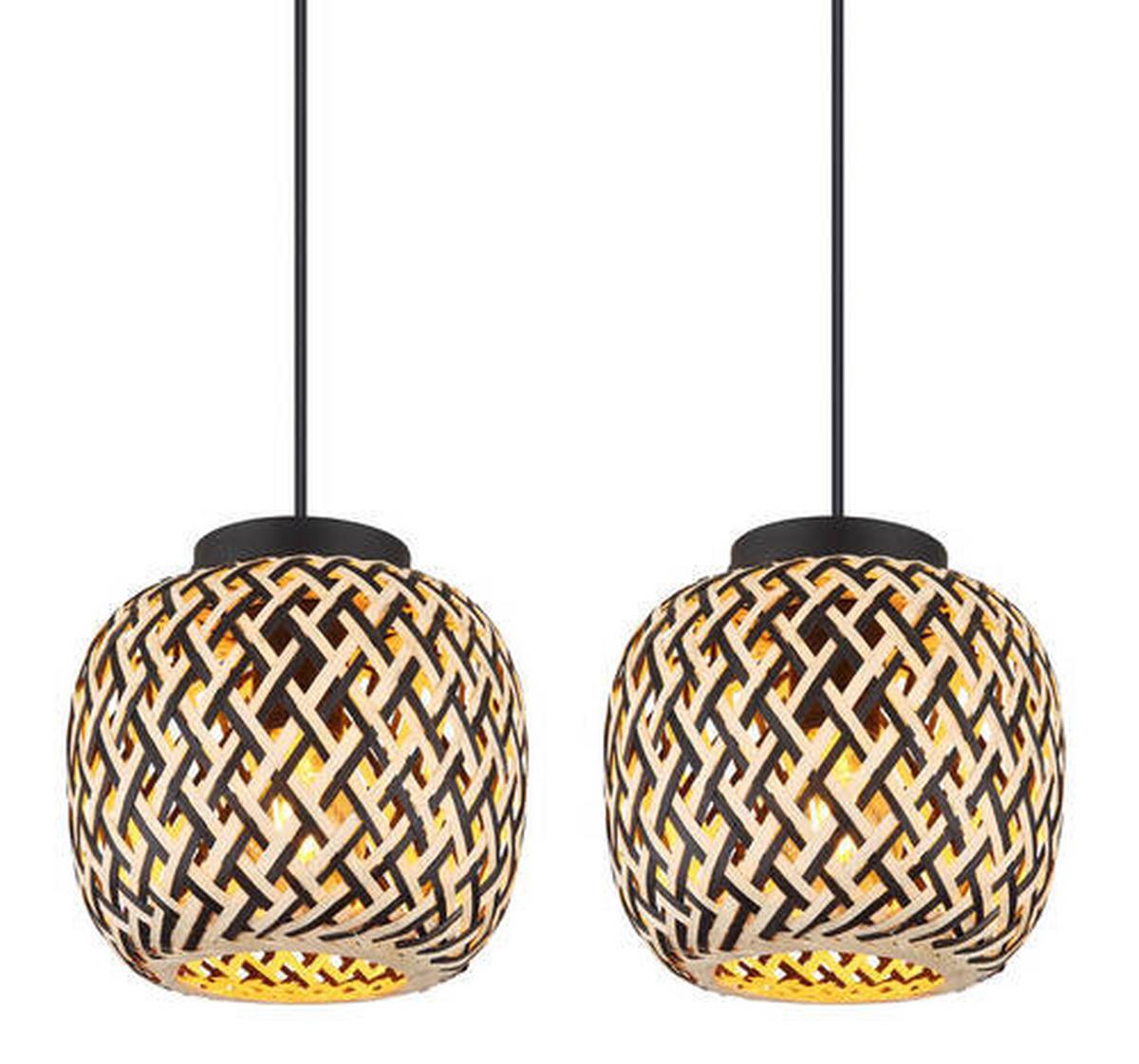 Hängeleuchte 15766-4h Colly - Schwarz/Naturfarben, Natur, Naturmaterialien/Kunststoff (100/20/120cm) - Globo