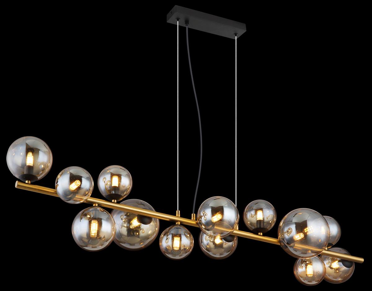 LED-Hängeleuchte 56135-13h - Transparent/Messingfarben, Design, Glas/Kunststoff (120/34,5/120cm) - Globo
