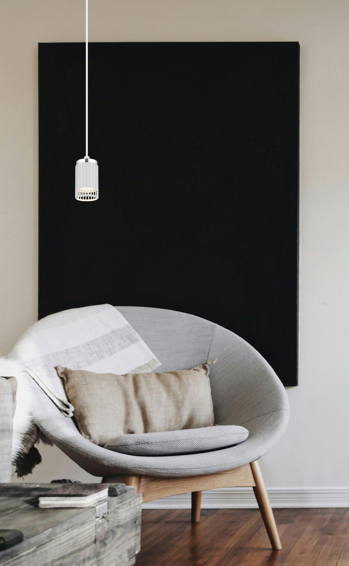 HÄNGELEUCHTE Chromfarben,Weiß, ca. 10x120cm - Chromfarben/Weiß, Design, Kunststoff/Metall (10/120cm) - Globo