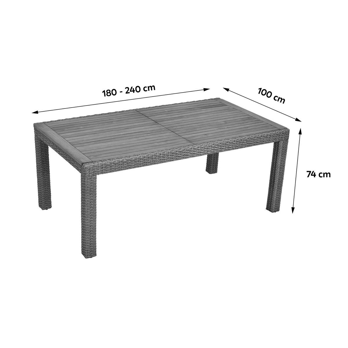 Gartentisch ausziehbar Metall/Kunststoff L 180-240 cm - Beige, MODERN, Holz/Kunststoff (180-240/100/74cm) - Gardenson