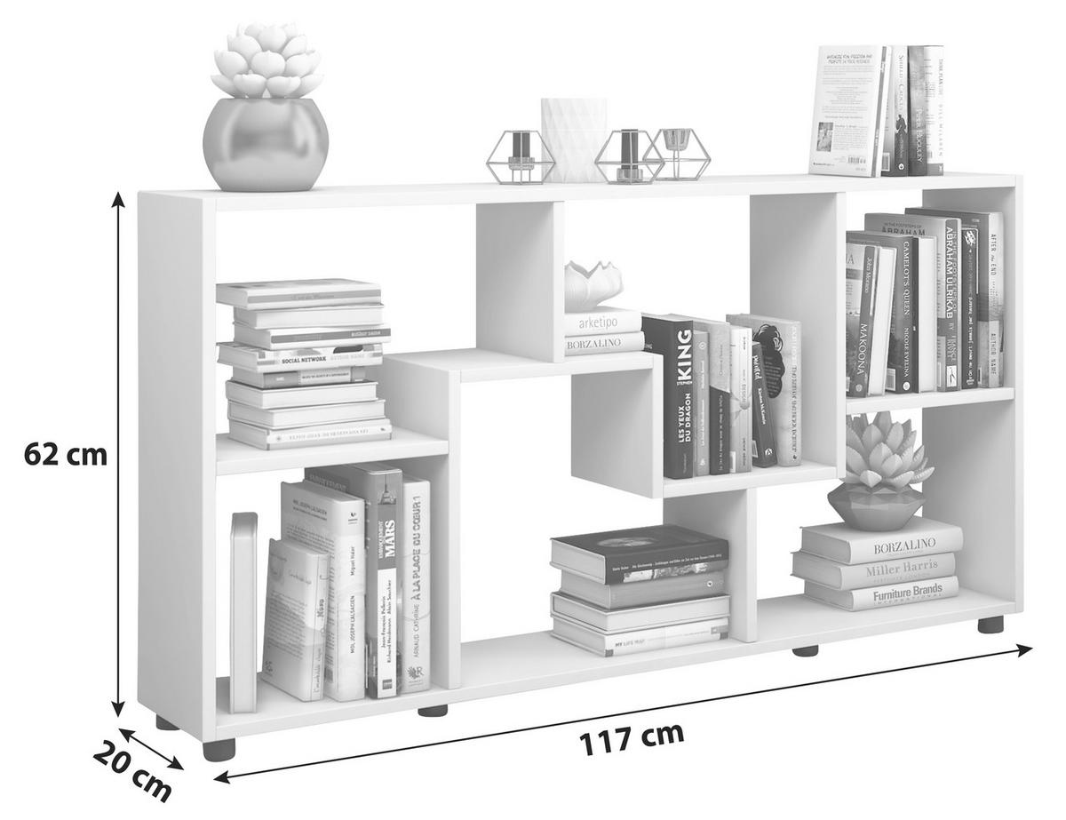 Regal Pintal bílý - bílá/černá, Konvenční, kompozitní dřevo/plast (117/62/20cm) - MID.YOU