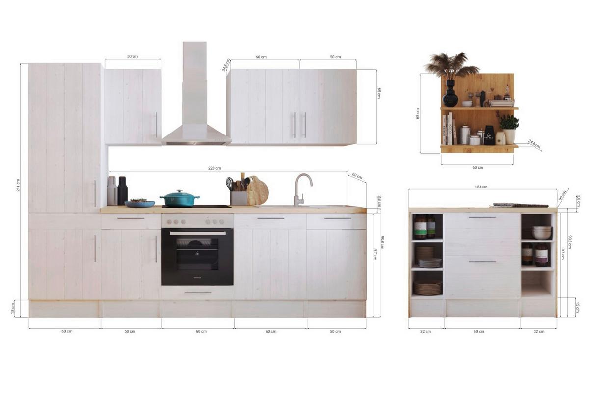 Küchenblock Anton Küchenzeile 280 cm - Wildeiche/Lärchefarben, LIFESTYLE, Holzwerkstoff (280-124cm) - Respekta