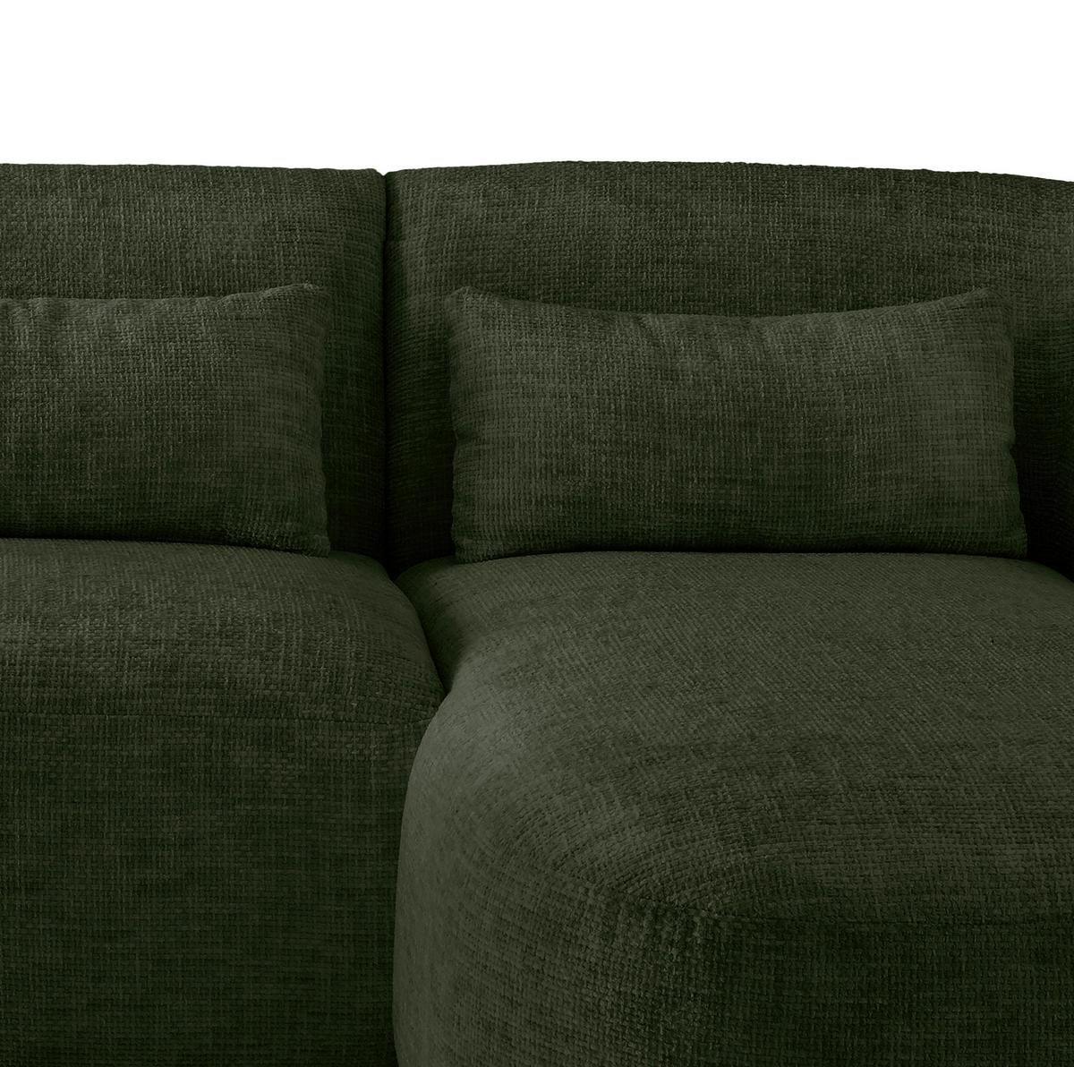Ecksofa Caponi Dunkelgrün S: 256x160 Cm - Dunkelgrün/Schwarz, MODERN, Textil (256/160cm) - Livetastic