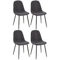 4er Stuhl-Set Lola Bezug: Mikrofaser Schwarz 4er-Set - Schwarz, Basics, Textil/Metall (43/85/54cm) - P & B