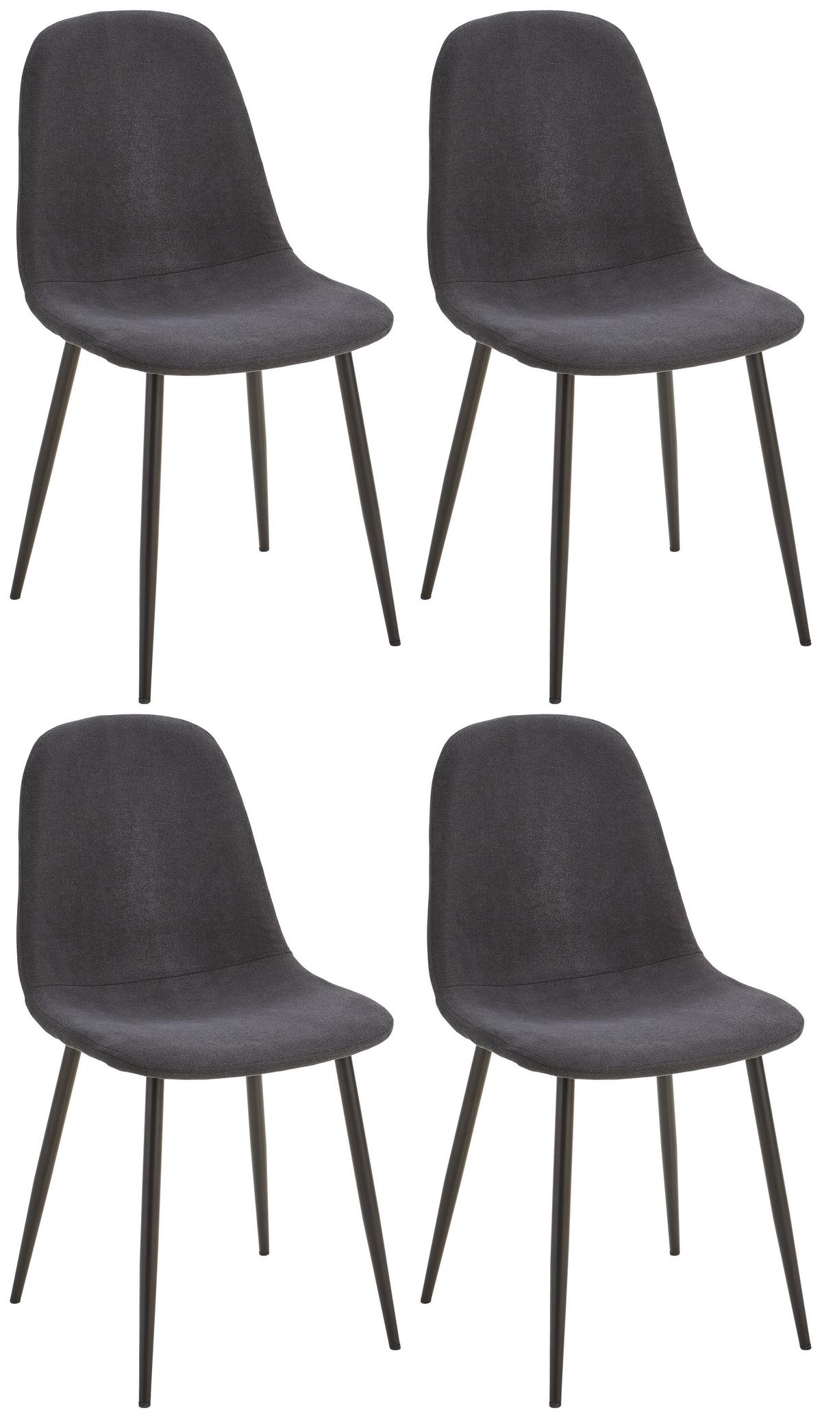 4er Stuhl-Set Lola Bezug: Mikrofaser Schwarz 4er-Set - Schwarz, Basics, Textil/Metall (43/85/54cm) - P & B