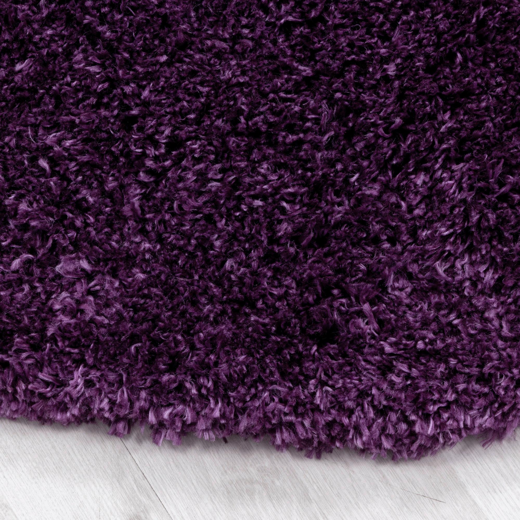 Hochflor Teppich Lila Fluffy Rund Ø 160 cm - Lila, Basics, Textil (160cm)