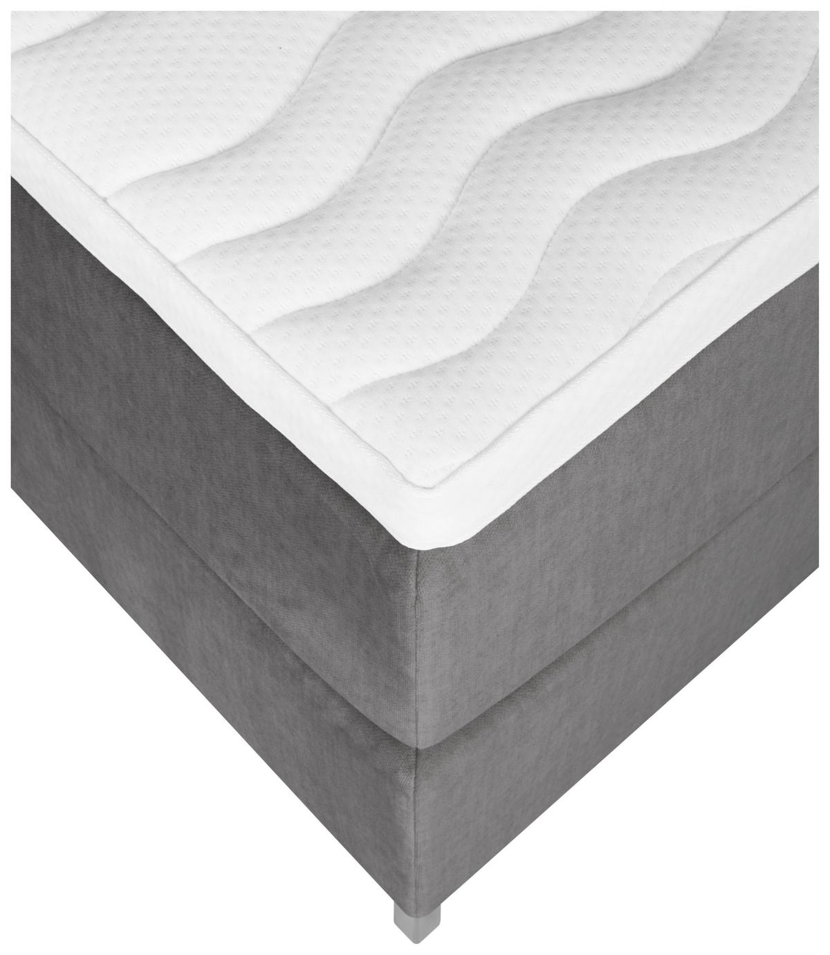 Boxspringbett mit Topper 180x200 cm Graz, Grau - Alufarben/Grau, MODERN, Textil (180/200cm) - MID.YOU
