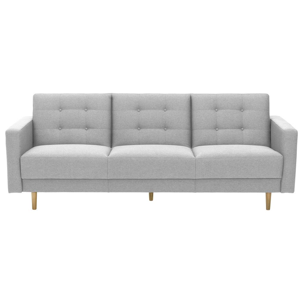 3-Sitzer-Sofa + Schlaffunktion Jasmin mit Armlehnen Hellgrau