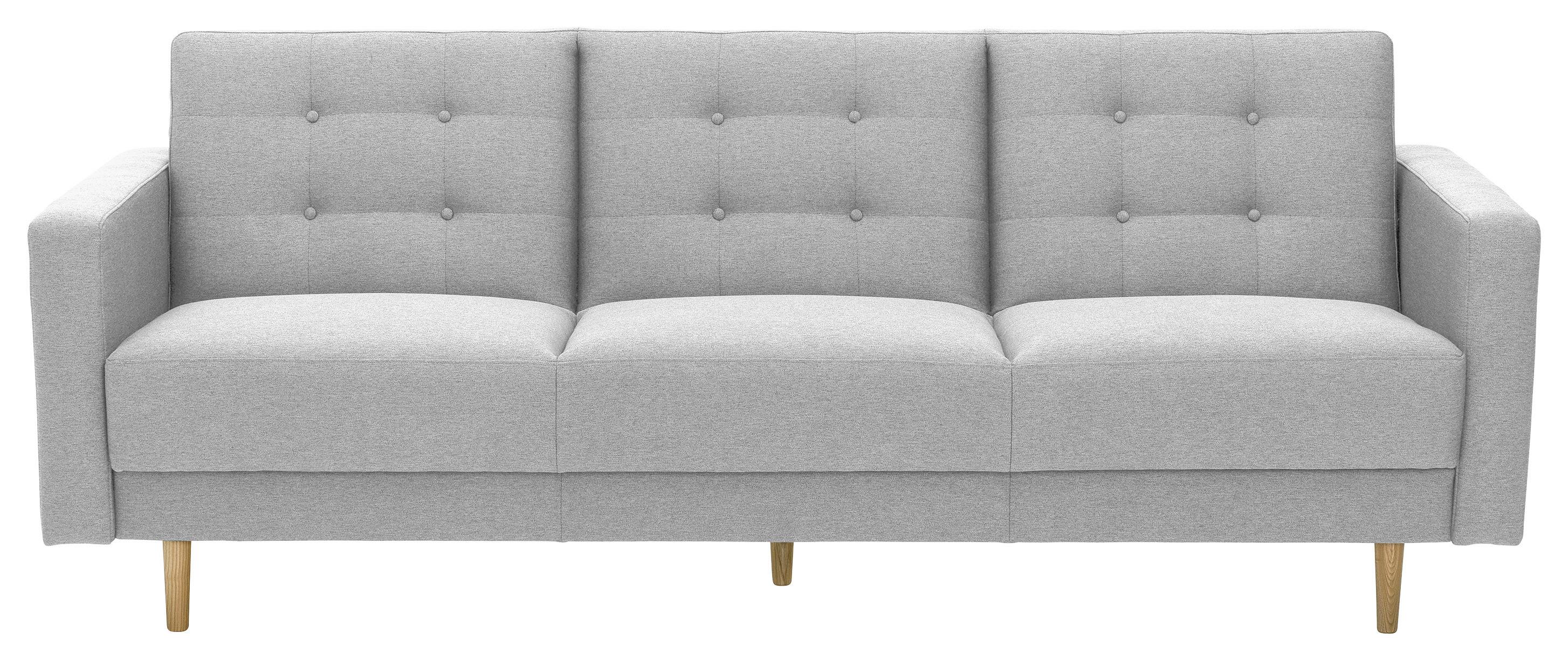 3-Sitzer-Sofa + Schlaffunktion Jasmin mit Armlehnen Hellgrau - Eschefarben/Hellgrau, MODERN, Textil (224/81/83cm) - Max Winzer