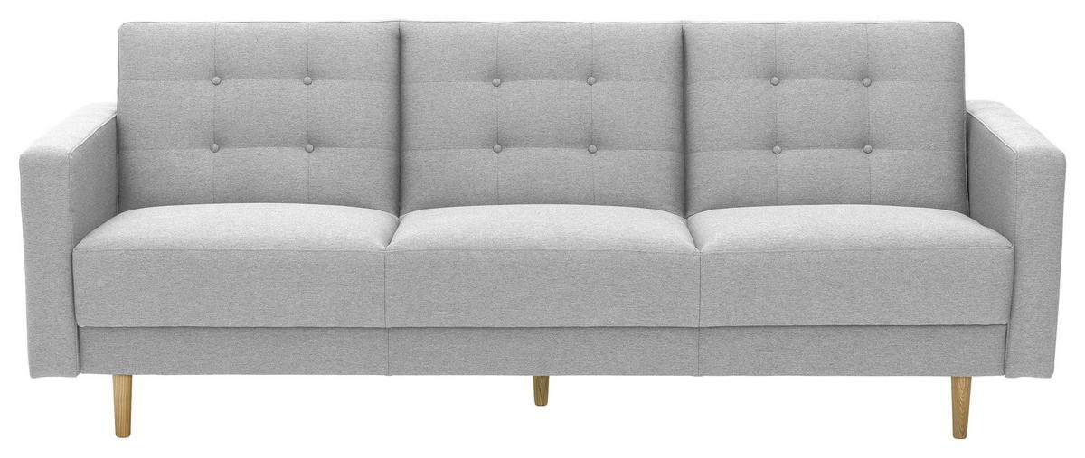 3-Sitzer-Sofa + Schlaffunktion Jasmin mit Armlehnen Hellgrau - Eschefarben/Hellgrau, MODERN, Textil (224/81/83cm) - Max Winzer