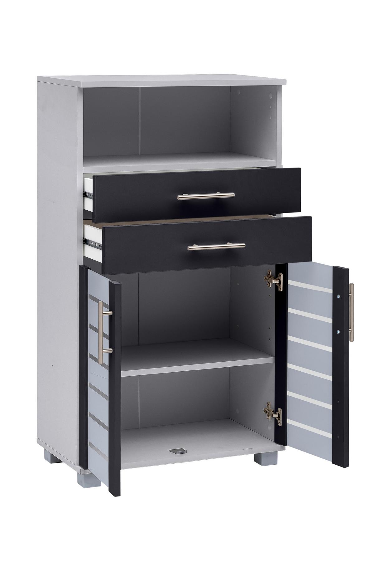 Midischrank Niko Anthr./Silberfarben B: 59,8cm - Anthrazit/Silberfarben, MODERN, Glas/Holzwerkstoff (59,8/110,5/32,6cm) - MID.YOU