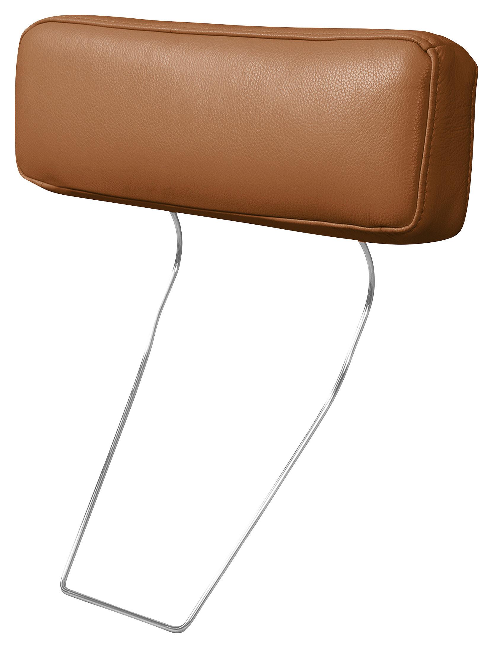 KOPFSTÜTZE Spring, Cognac B: 52 cm - Cognac/Silberfarben, Design, Leder (52/17/14cm) - P & B