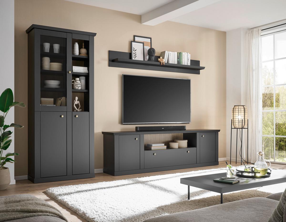 Wandboard Lincoln Schwarz B: 180cm - Schwarz, Design, Holzwerkstoff (180/25/22cm) - MID.YOU