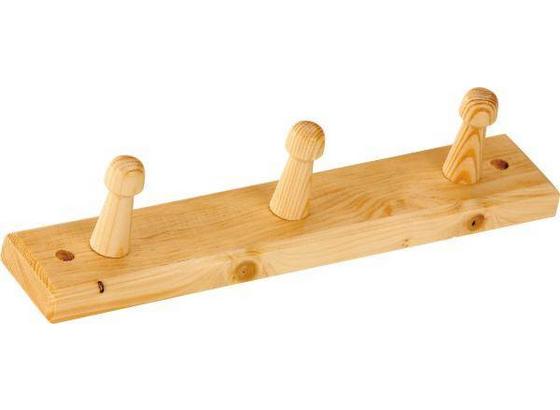 Lišta S Háčky Clip 3 - barvy borovice, Design, dřevo (30/5,5cm) - Carryhome Lišta S Háčky Clip 3 - barvy borovice, Design, dřevo (30/5,5cm) - Carryhome