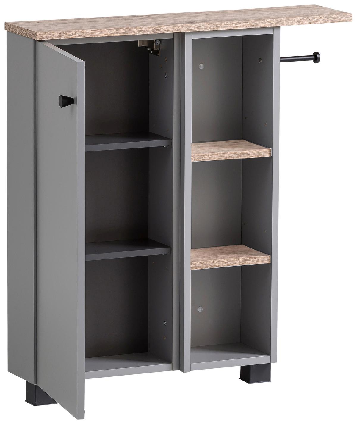 Unterschrank Balto - Wildeiche/Schwarz, MODERN, Holzwerkstoff (70,7/77/17cm) - MID.YOU
