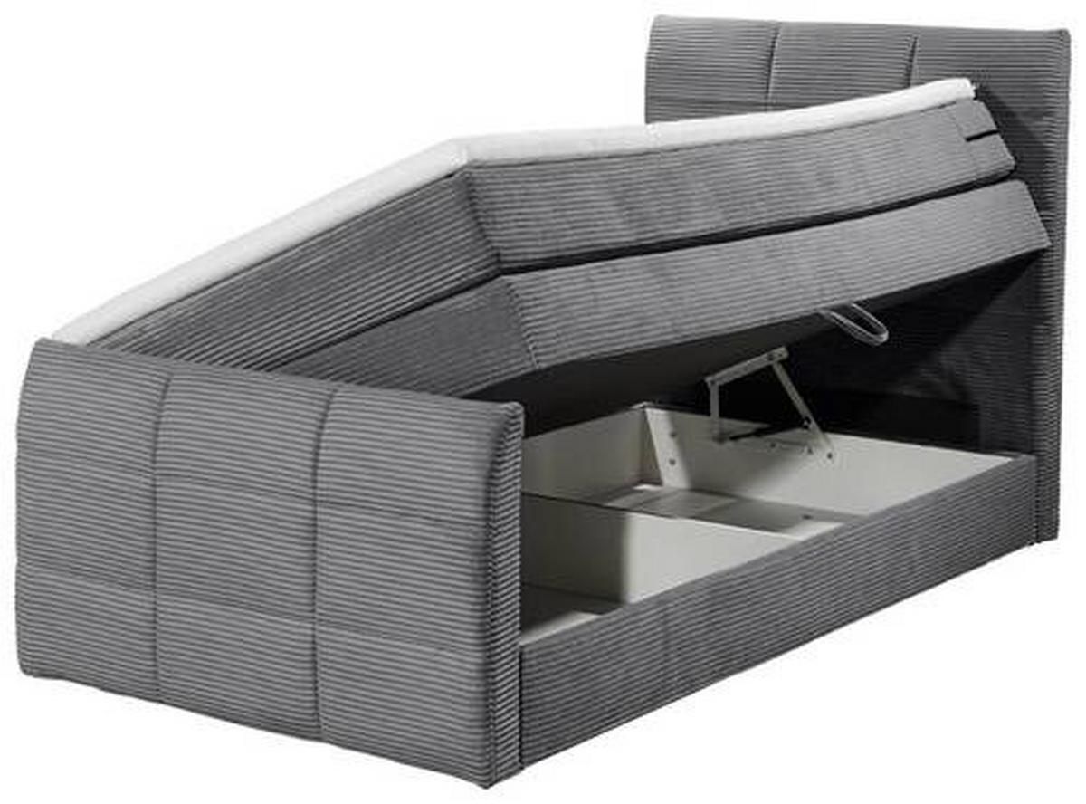 Boxspringbett Mit Topper & Bettkasten 120x200 Bolivia - Dunkelgrau/Schwarz, MODERN, Holzwerkstoff/Textil (120/200cm) - MID.YOU