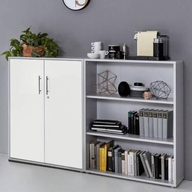 Office Edition B: 168,8 cm Grau/Weiß - Weiß/Grau, MODERN, Holzwerkstoff (168,8/113,6/33cm) - MID.YOU