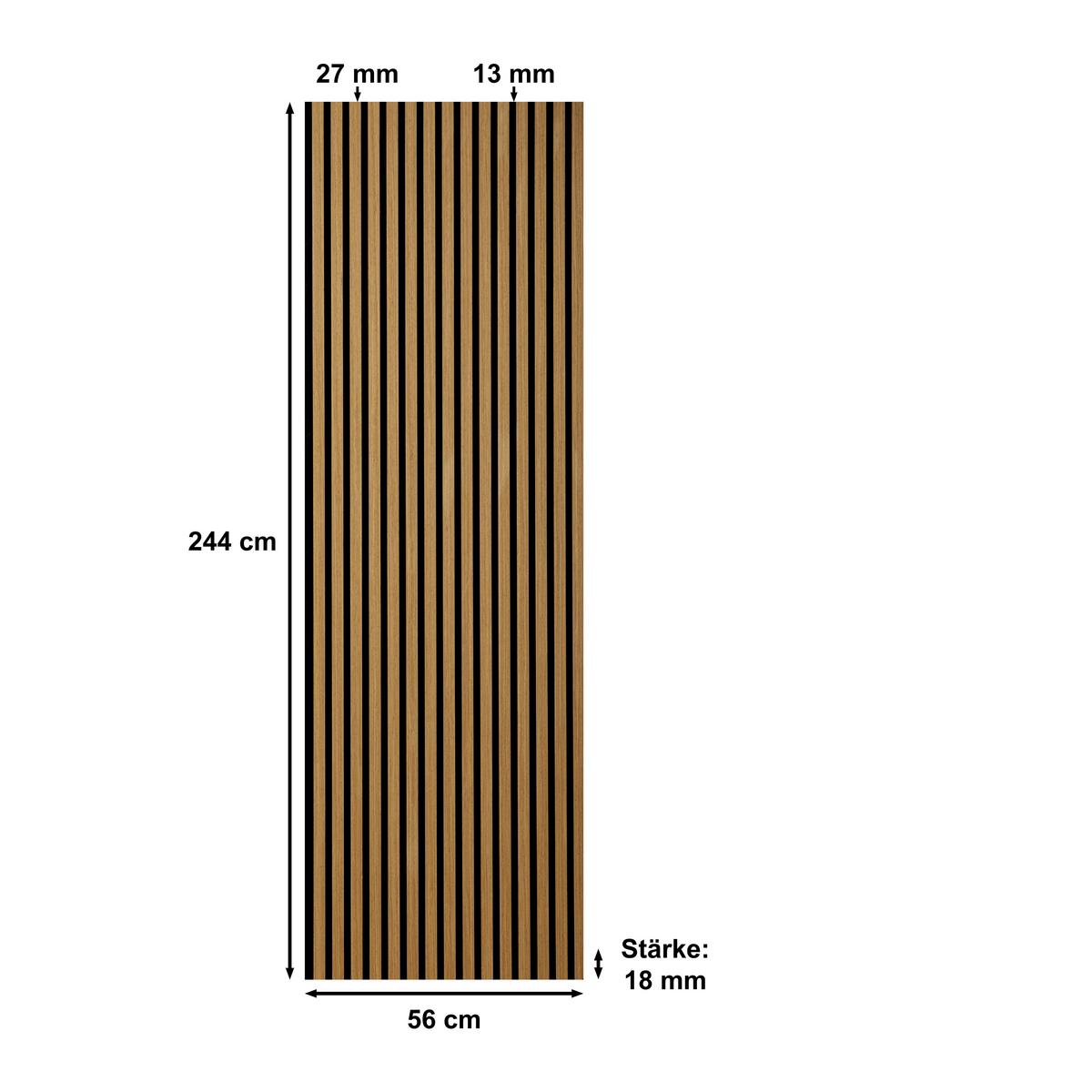 Akustikpaneel Elements Eiche Geölt - Eichefarben, Basics, Holz/Holzwerkstoff (56/244/1.8cm) - Novel