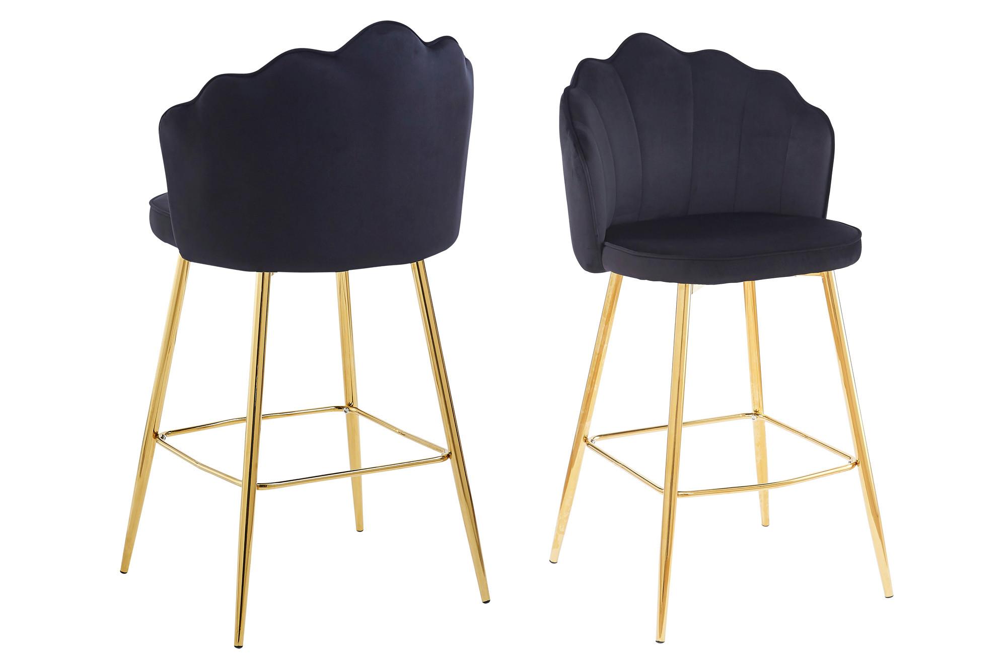 Barhocker-Set Schwarz B: 52 cm - Goldfarben/Schwarz, MODERN, Textil/Metall (52/100/54cm) - Livetastic