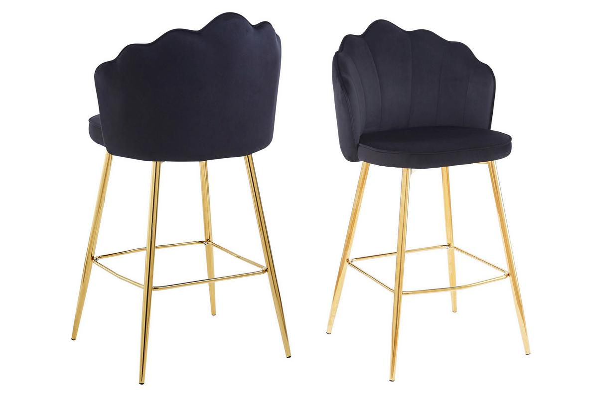 Barhocker-Set Schwarz B: 52 cm - Goldfarben/Schwarz, MODERN, Textil/Metall (52/100/54cm) - Livetastic