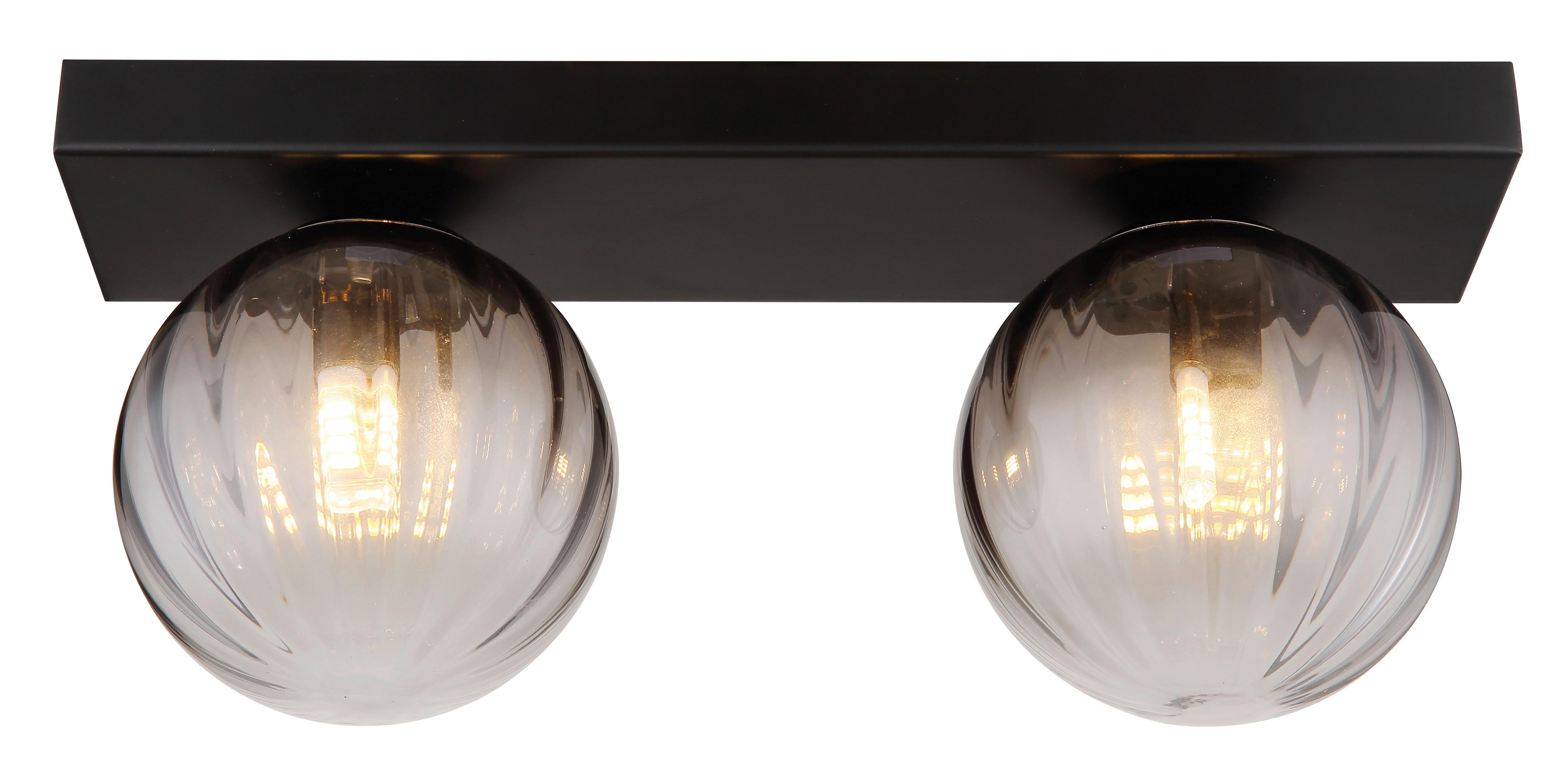 Wandleuchte 15216-2 - Klar/Schwarz, Design, Glas/Metall (35/12/15cm) - Globo
