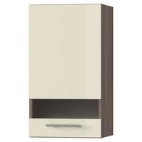 Felsőszekrény Corina 2 - bézs/tölgyfa színű, Modern, műanyag/üveg (40/72,4/34,6cm)