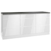 Küchenunterschrank Monza 180 cm Weiß/Grau - Weiß Hochglanz/Weiß, LIFESTYLE, Holzwerkstoff (180/86/60cm) - Held