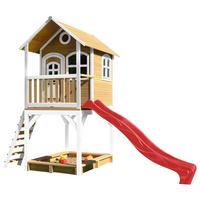 Spielhaus Sarah Rot/braun/weiß B: 370 Cm - Rot/Braun, KONVENTIONELL, Holz/Kunststoff (370/291/191cm) - Ambia Garden