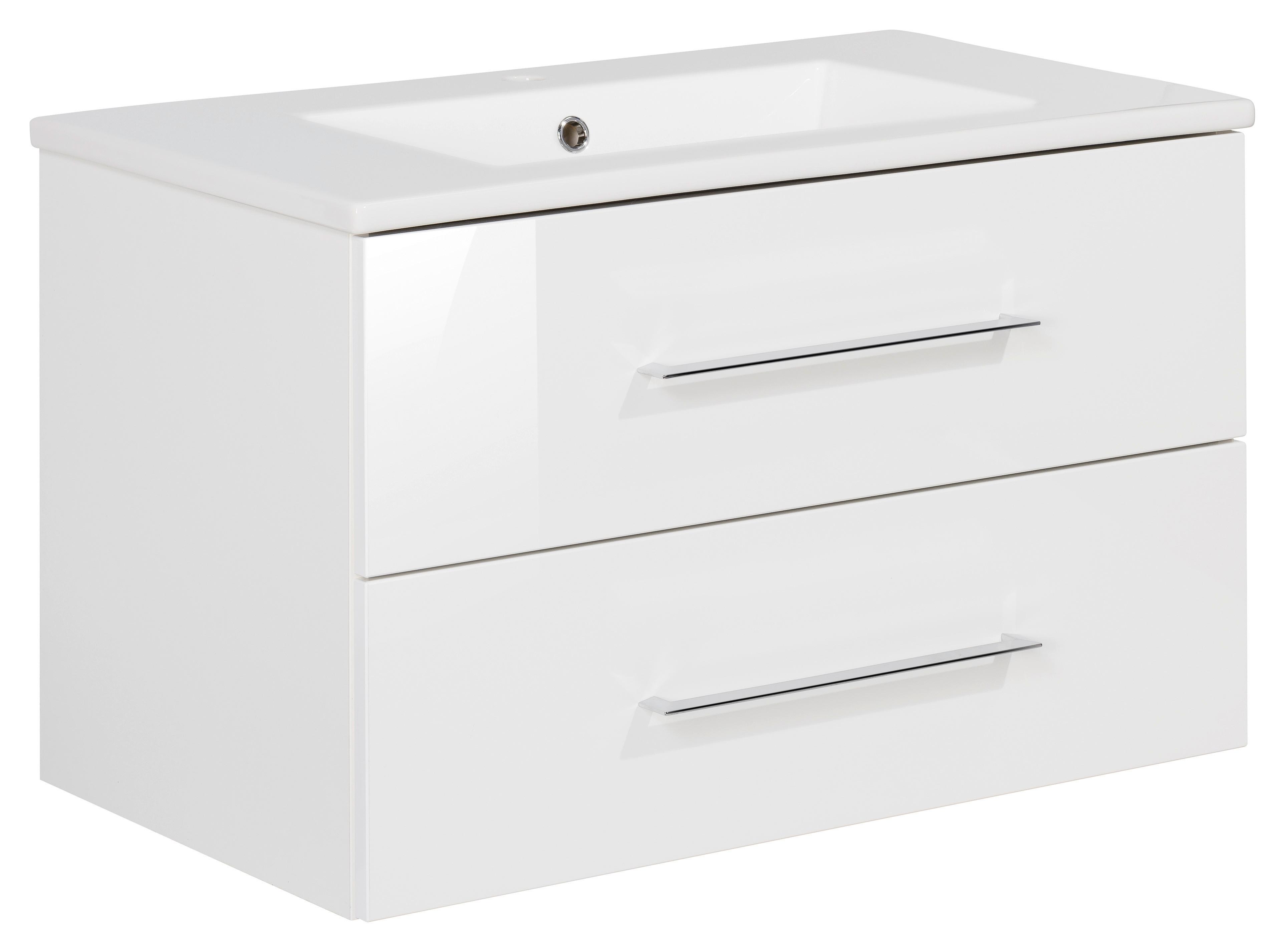 Waschbecken mit Unterschrank Perfekt B: 82 cm Weiß - Weiß, MODERN, Keramik/Holzwerkstoff (82cm) - MID.YOU