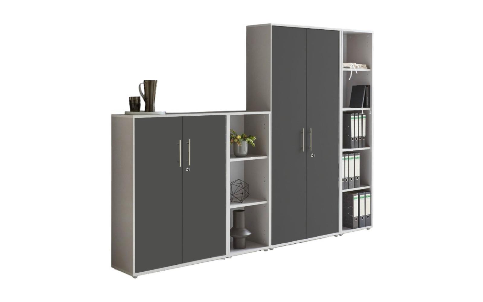 AKTENSCHRANK OFFICE EDITION - SW SET 4 - Anthrazit/Hellgrau, MODERN, Holzwerkstoff (128,5/185,6/33cm) - MID.YOU