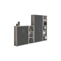 AKTENSCHRANK OFFICE EDITION - SW SET 4 - Anthrazit/Hellgrau, MODERN, Holzwerkstoff (128,5/185,6/33cm) - MID.YOU
