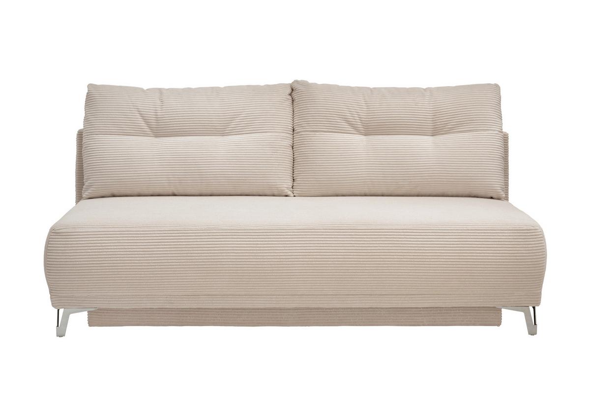 Schlafsofa Ari Beige Cord, B: 198 Cm - Chromfarben/Beige, MODERN, Textil (198/90/100cm) - Livetastic