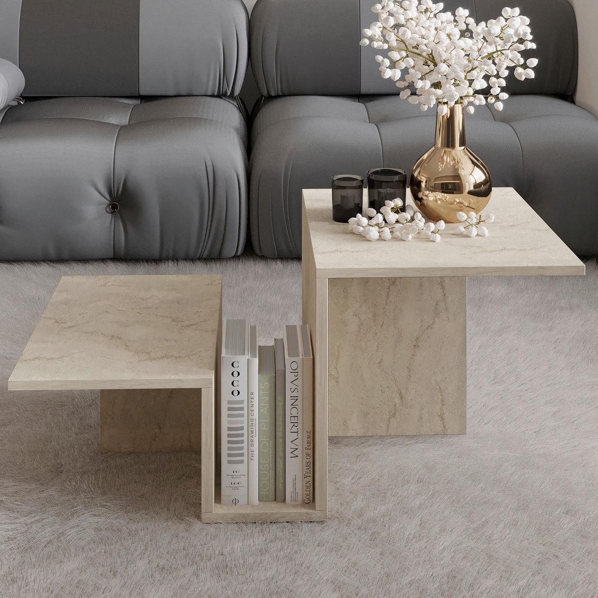Couchtisch Relinda Beige B: 90 Cm - Beige, Design, Holzwerkstoff (90/45/50cm) - Livetastic
