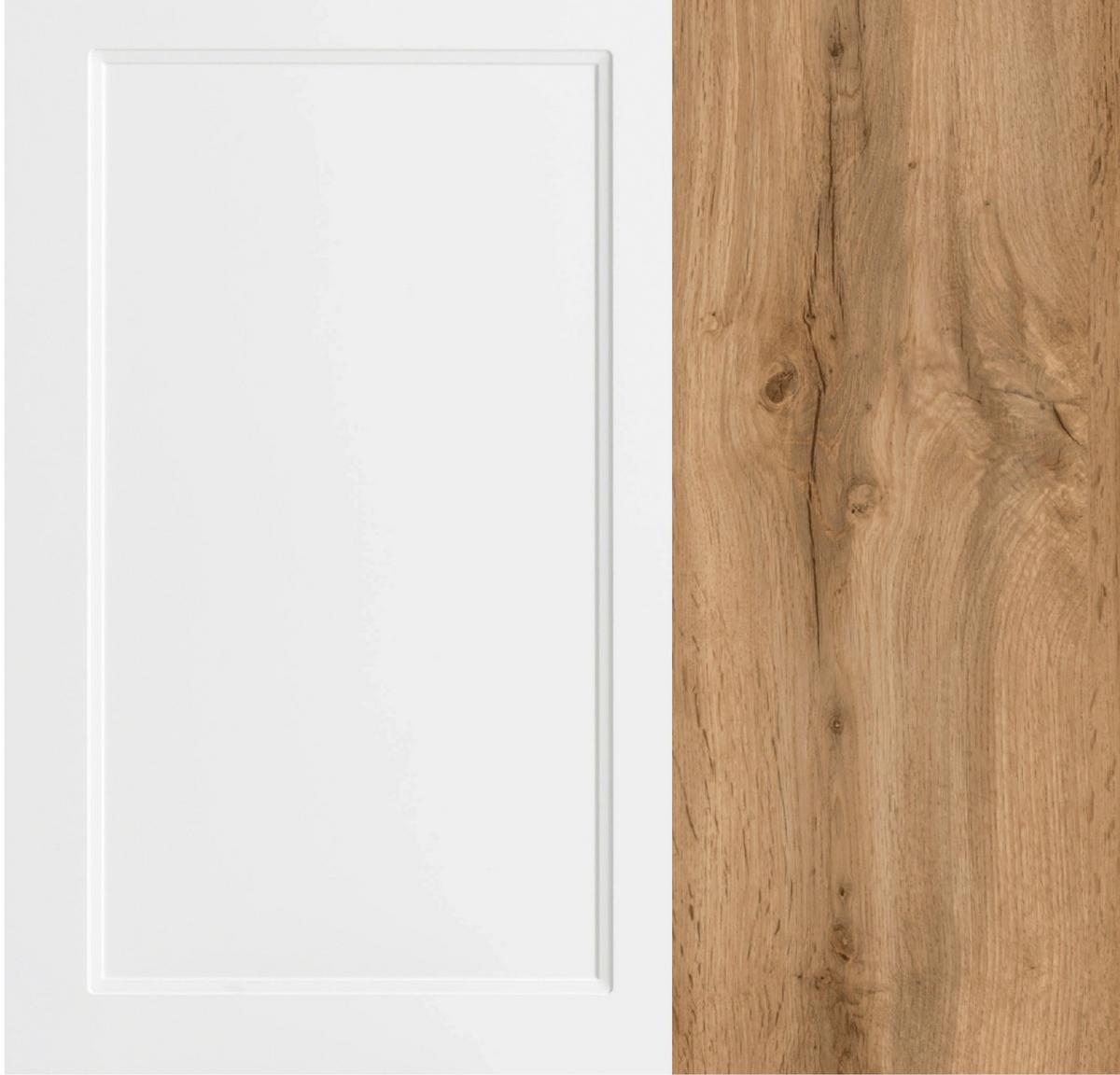 Eckküche Meran ohne Geräte 240x300 cm Weiß/Eiche Dekor - Eiche Wotan/Weiß, LIFESTYLE, Holzwerkstoff (240/300cm) - Held