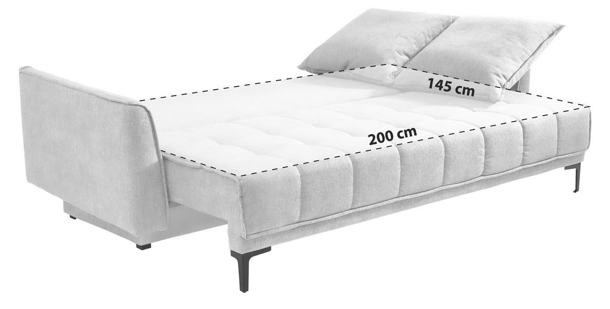 3-sitzer-sofa Mit Schlaffunktion Level B: 235 Cm - Schwarz/Grau, Design, Textil (235/70/108cm) - Livetastic