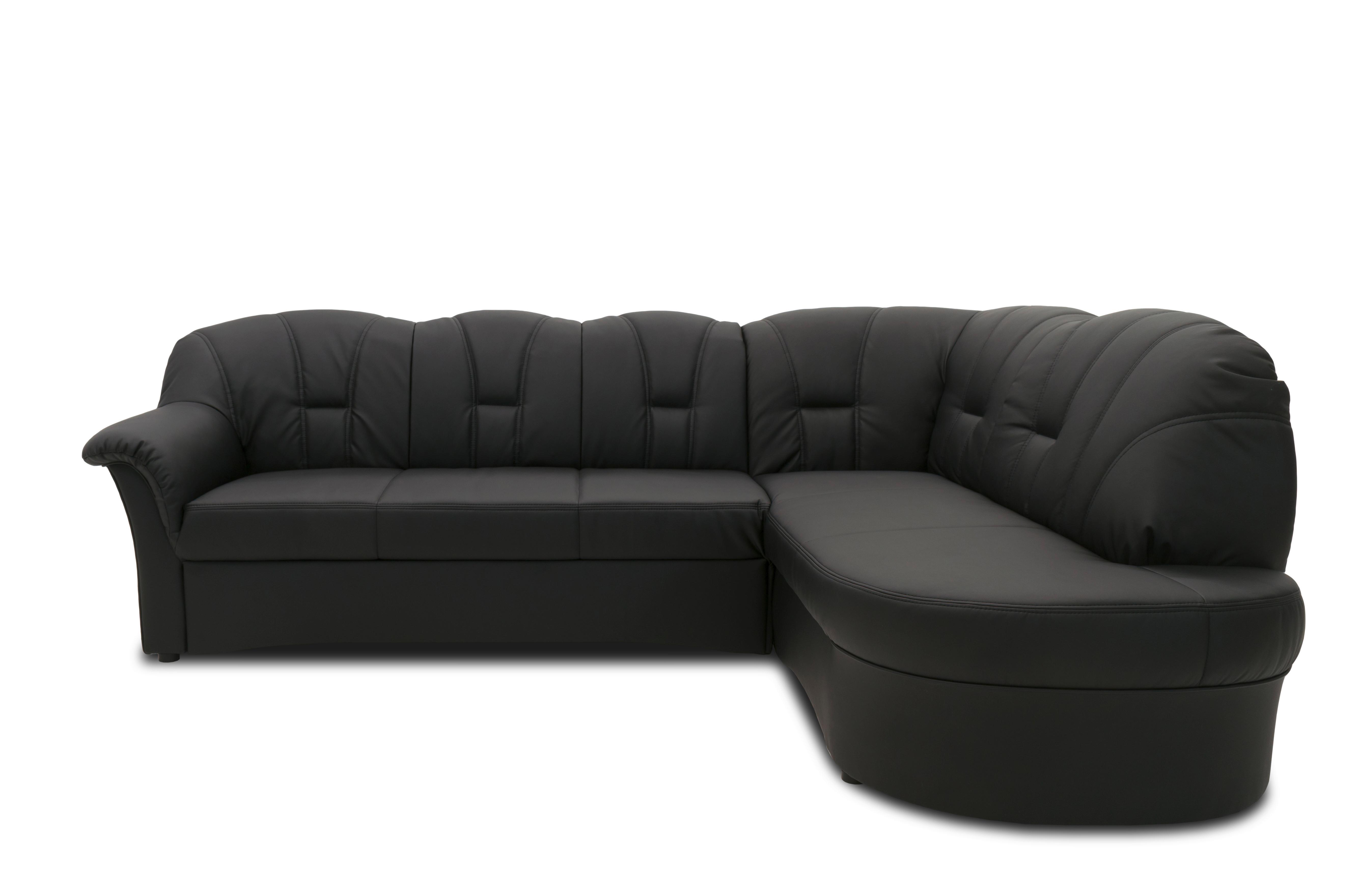 Ecksofa Mit Schlaffunktion Papenburg Schwarz Lederlook - Schwarz, KONVENTIONELL, Textil (243/180cm) - MID.YOU
