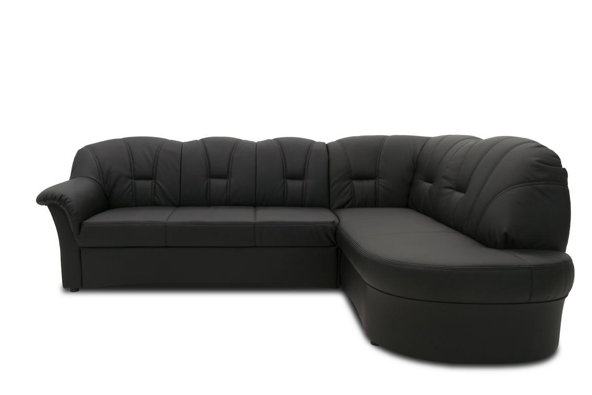 Ecksofa Papenburg Schwarz Lederlook - Schwarz, KONVENTIONELL, Textil (243/180cm) - MID.YOU