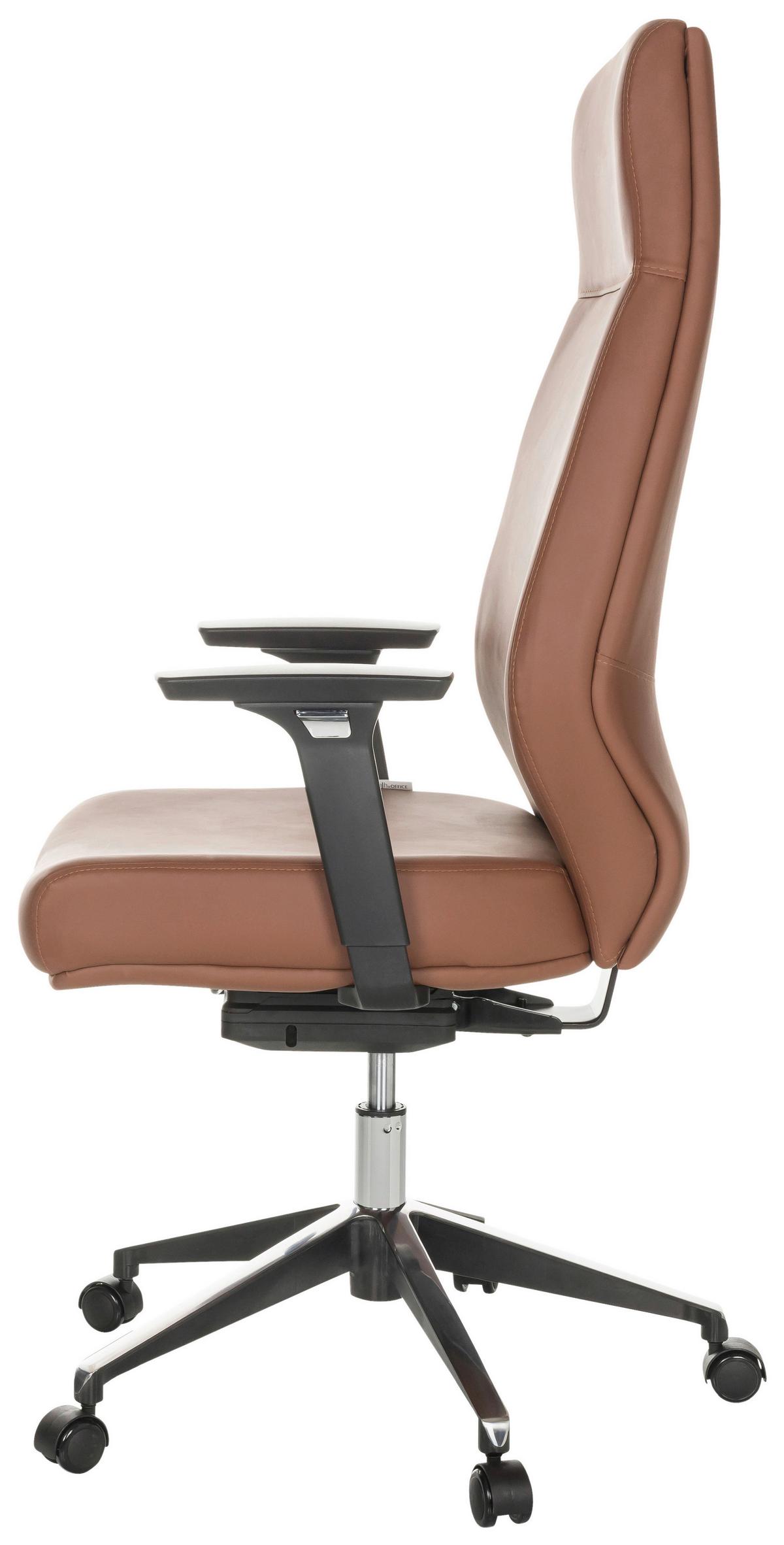 Drehstuhl Vitoro Eco - Schwarz/Braun, Basics, Leder/Kunststoff (68/123-130/68cm) - MID.YOU