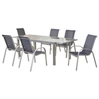 Loungegarnitur Amalfi 7-tlg Aus Aluminium - Blau/Silberfarben, MODERN, Textil/Metall - Gardenson