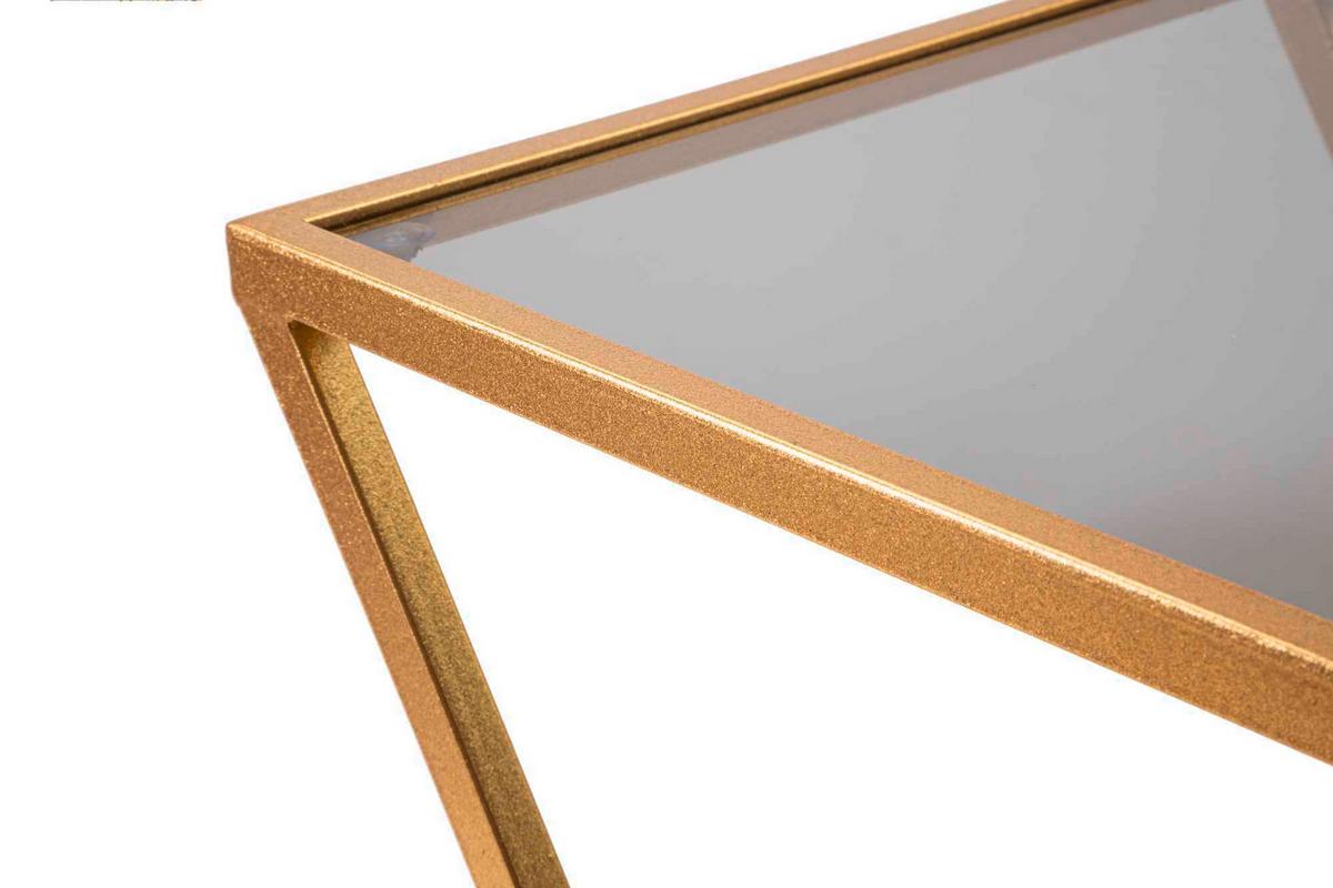 Couchtisch Set2pcs Goldfarben B: 40 Cm - Goldfarben, Basics, Glas/Metall (40/60/40cm)