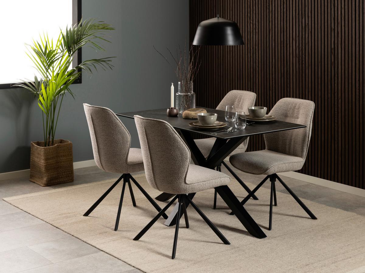 Esstisch Heaven Schwarz B: 135 Cm - Schwarz, Trend, Keramik/Metall (135/76/80cm) - MID.YOU