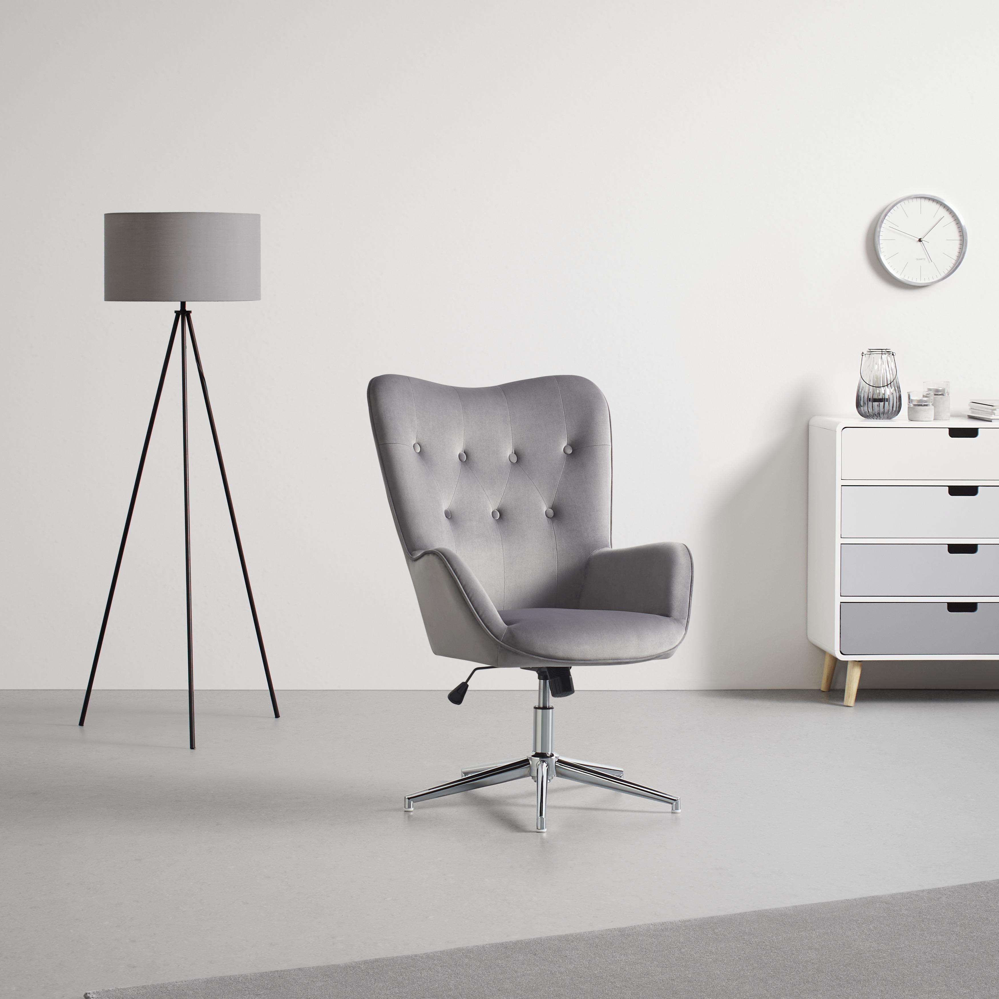 Otočné Kreslo Adison, Sivé - sivá/chrómová, Moderný, kov/textil (66/101-110/74cm) - Modern Living