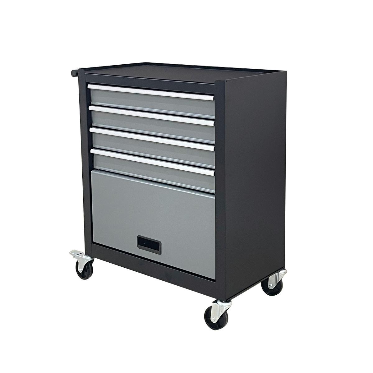 Werkstattwagen Falkon 4 Laden Verschließbar mit Rollen - Schwarz/Grau, MODERN, Metall (61,6/33/74,5cm) - Homezone