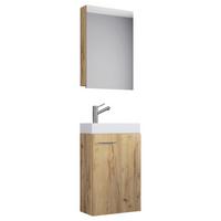 Gästebad Slito 3-Teilig Honigeiche B: 41 cm - Honigeiche/Weiß, MODERN, Keramik/Holzwerkstoff (41cm) - MID.YOU