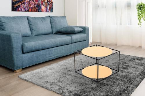 Beistelltisch In Würfelform Cody, Orange/Schwarz - Schwarz/Orange, Basics, Glas/Metall (50/50/36cm) - Kayoom