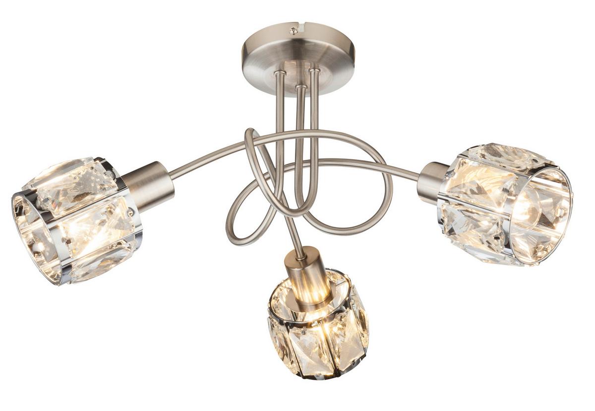 Strahler 3-Flammig Ø 38 cm, mit Kristallglas - Design, Glas/Metall (38/24cm) - Globo