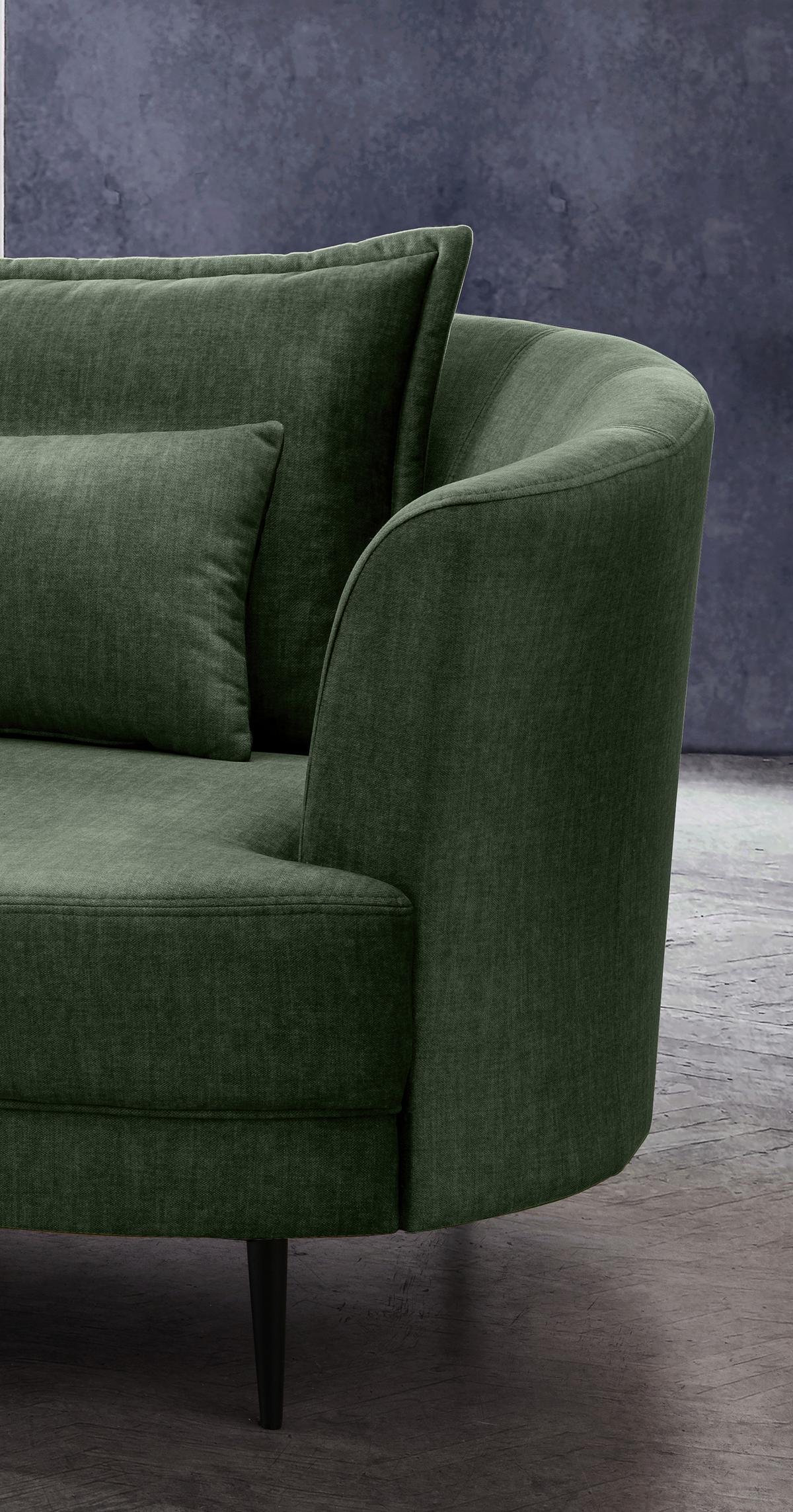 2-sitzer-sofa Dunkelgrün Velours, Rücken Echt B: 179 Cm - Dunkelgrün/Schwarz, MODERN, Textil (179/85/101cm) - Livetastic