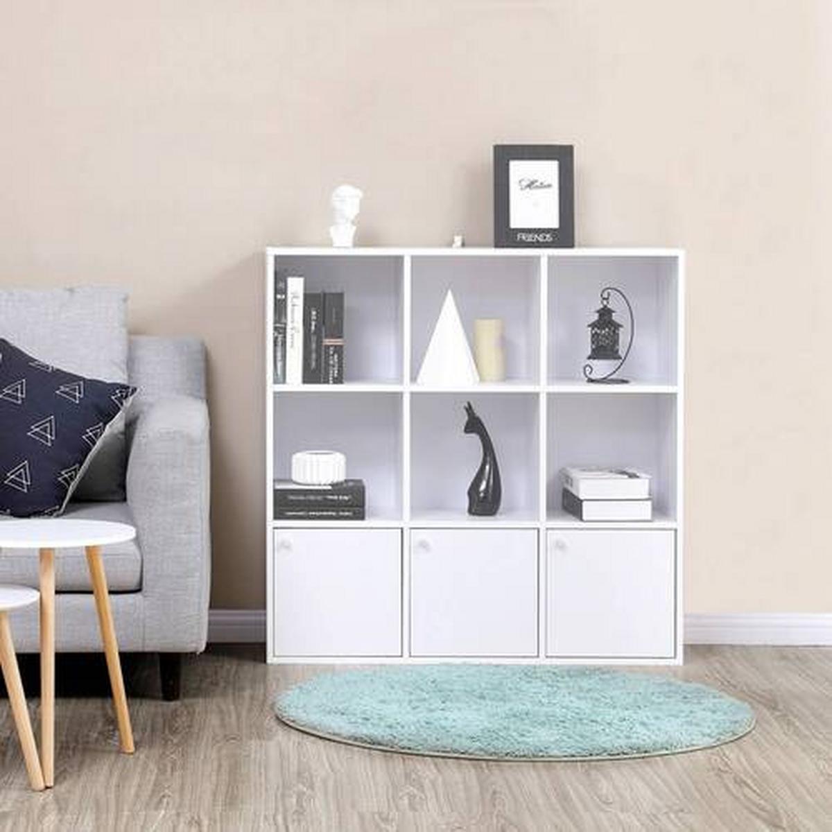 Bücherregal Mit 3 Türen B: 98 cm, Weiß - Weiß, Basics, Holzwerkstoff (98/98/30cm) - Boxxx