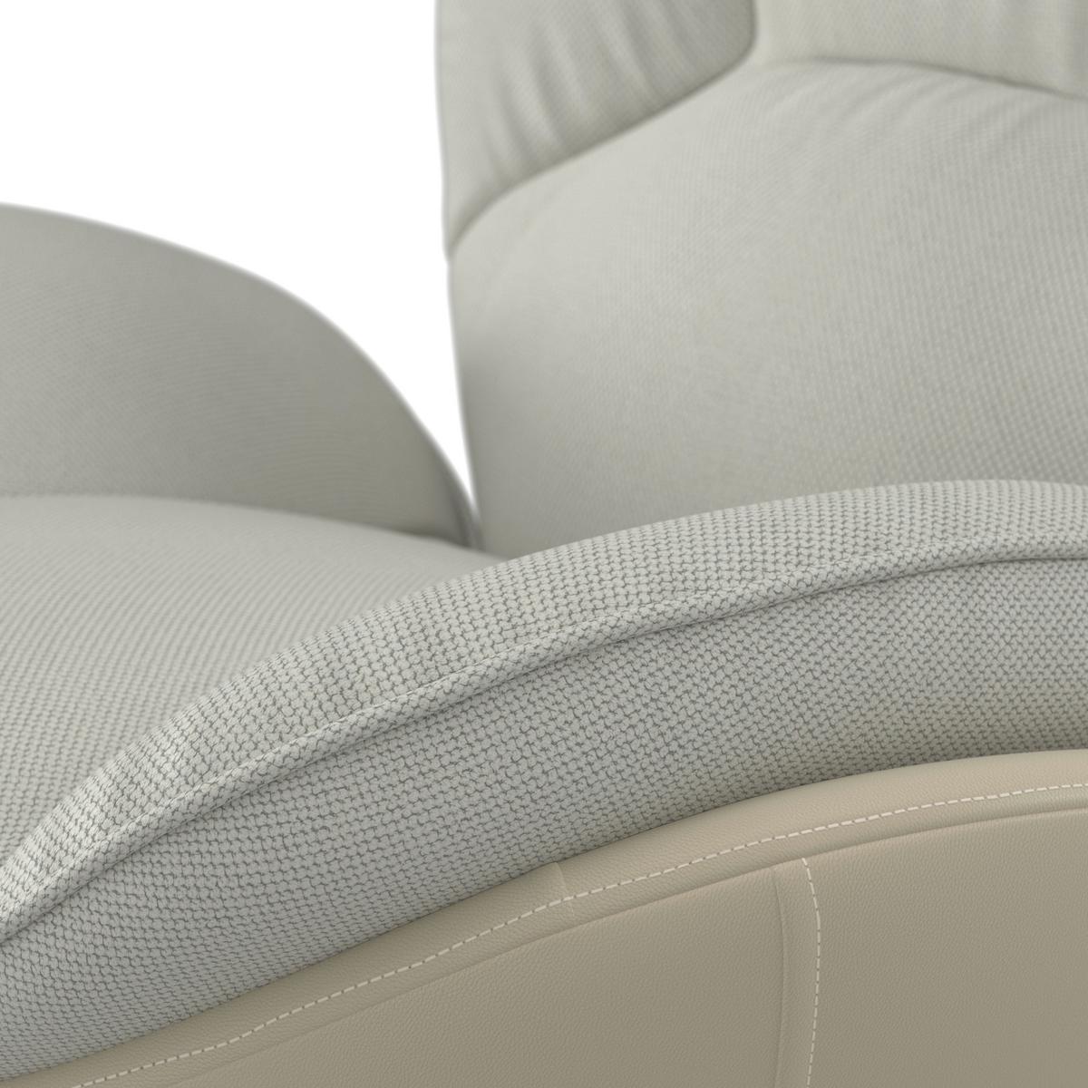 Relaxační křeslo INA, bílá,béžová, vzhled kůže - bílá/černá, Moderní, kov/textil (98/86/105cm) - Bessagi Home